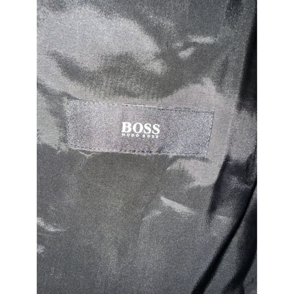 Hugo Boss BOSS Sport Coat Blazer 44L Gray Plaid Super 100 Wool Tailored Fit